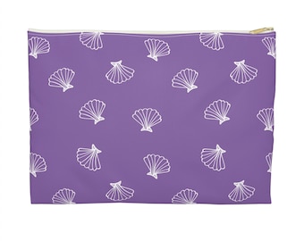 Bolsa para accesorios con forma de concha de vieira en color morado