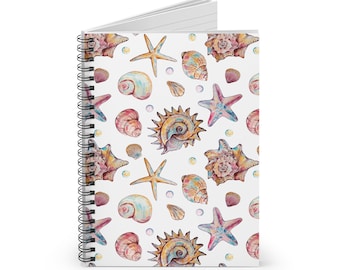 Cuaderno espiral de conchas y perlas