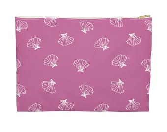 Bolsa para accesorios con forma de concha de vieira en color rosa claro