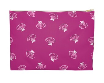 Bolsa para accesorios con forma de concha de vieira en color rosa oscuro