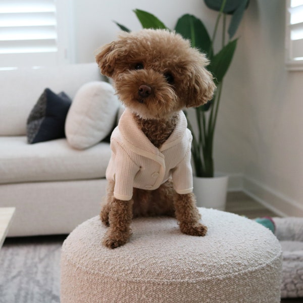 Shawl Collar Cardigan for Small to Medium Sized Dogs in Soft Pink