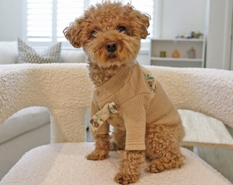 Organic Cotton Dog Hanbok, Traditional Korean Style Cardigan for Male Dogs