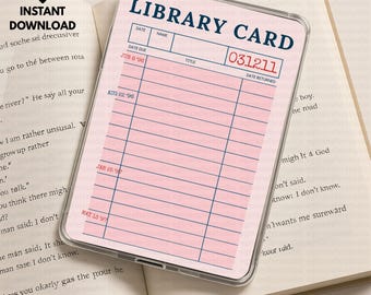 Library Card Kindle Insert | Pink Bookish Paperwhite Design
