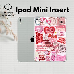 Pochette transparente rose pour iPad Girlie, collage Coquette Romance Reader, jolie coque arrière pour iPad Mini imprimable