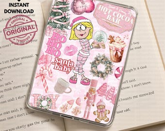 Lizzie McGuire Pink Christmas Kindle Insert, Holiday Printable Cover Art