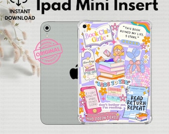 Lizzie Inspired Book Club iPad Mini Insert, Cute Girly Collage Printable, Clear Case Template for iPad Mini 6 7