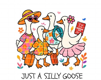 Silly Goose Travel Clipart, Retro Meme Sublimation PNG (Digital Download)