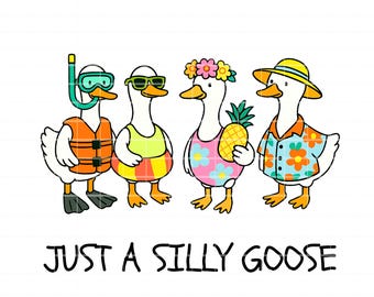 Funny Summer Goose Vacation PNG, Retro Travel Meme (Digital File)