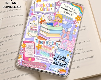 Capa para Kindle do Clube do Livro Lizzie McGuire, Capa fofa e feminina para imprimir, Capa para Kindle Paperwhite, Adesivos para Kindle, Leitura com estética retrô