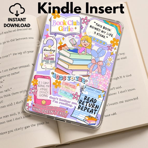 Lizzie McGuire Book Club Kindle Insert, Cute Girlie Printable Cover, Kindle Insert Paperwhite, Kindle Stickers, Retro Aesthetic Reading