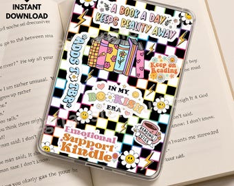 Retro Book Lover Kindle Insert, Bookish Era Stickers, Colorful Aesthetic Books, Redmading Quote Decor, TBR Addict Gift, Cute Kindle Case