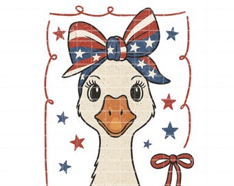 Coquette 4th of July Goose PNG, Patriotic Bow Clipart (Digital Download)