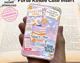 Purse Kindle Insert Download, Printable Kindle Case Insert, Bookish Sticker Collage, Clear Case Insert, E-Reader Gift