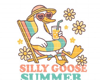 Summer Silly Goose PNG, Retro Goose Clipart (téléchargement numérique)