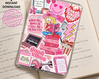 Pink Bookish Kindle Insert, Lizzie Bookish Valentine Kindle Insert, Girlie Printable Cover, Pink Collage Printable