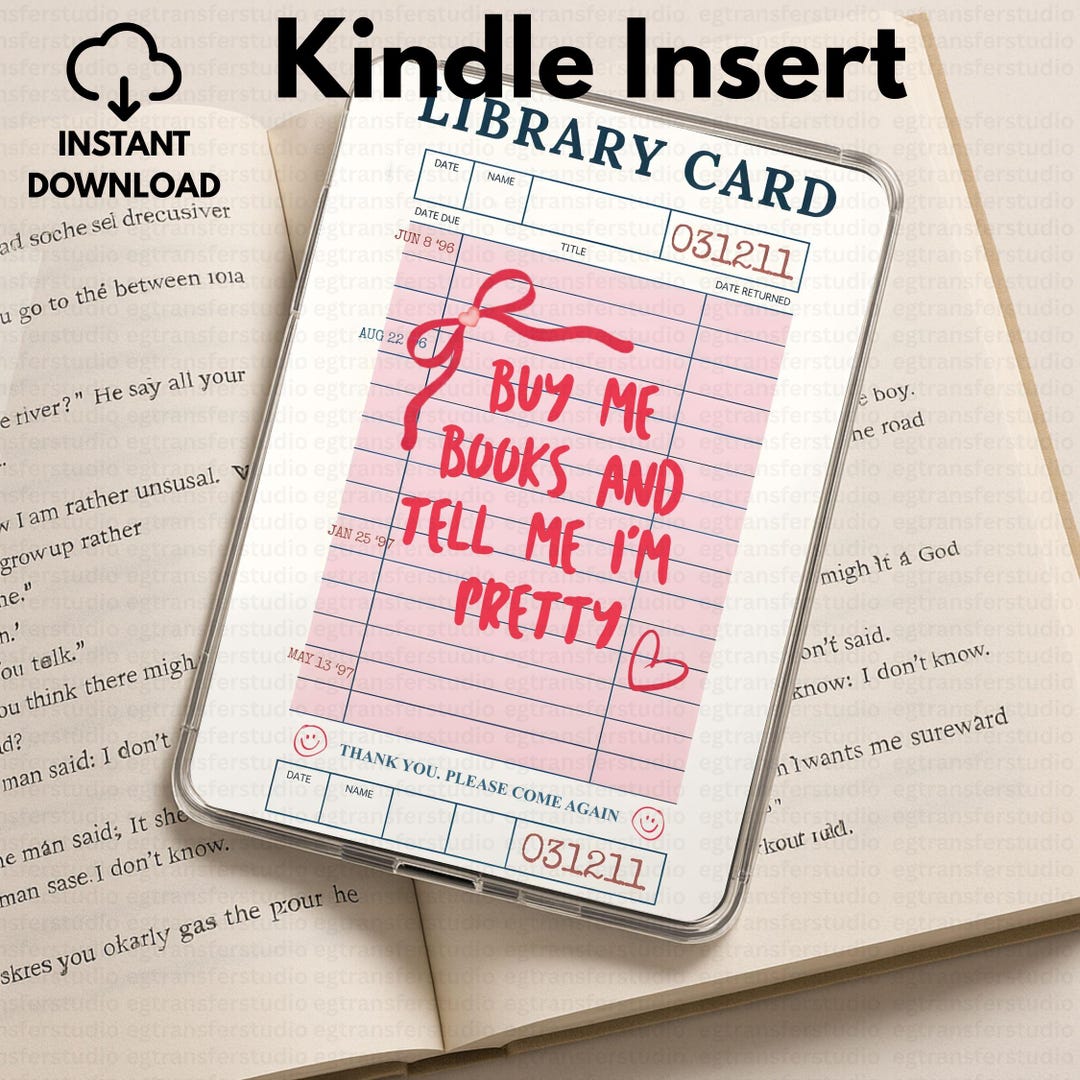 Pink Library Card Kindle Insert Download, Buy Me Books & Tell Me I’m ...