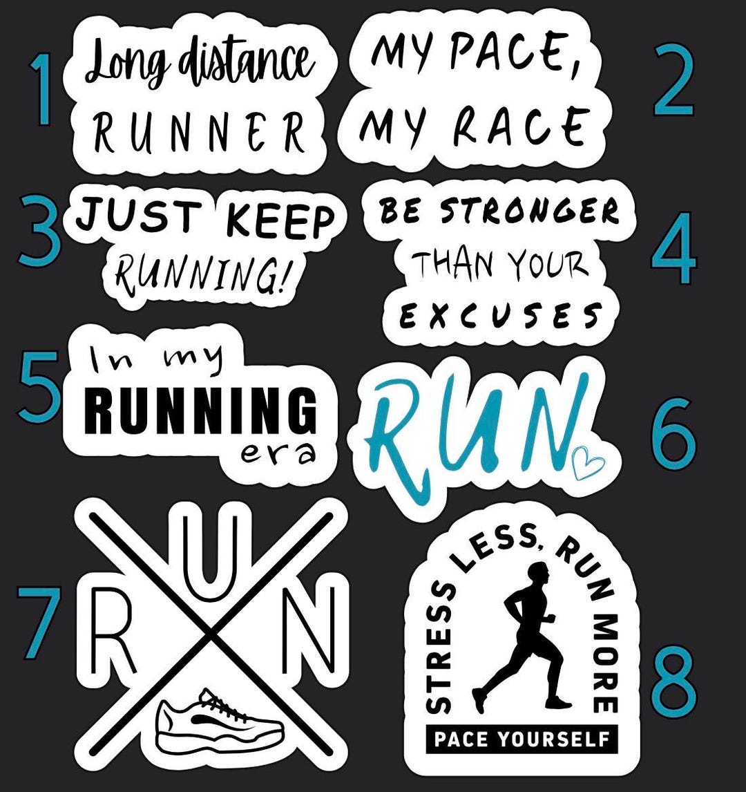 Running Sticker Bundle | Waterproof Vinyl Decals for Marathon Training ...