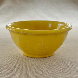Vintage small yellow pottery bowl, dip or appetizer size. Unique design image 1