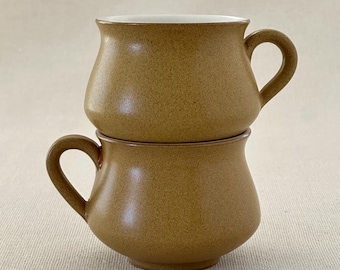 Tazas vintage Denby Ode: Juego de 2 tazas de té de cerámica color mostaza y miel