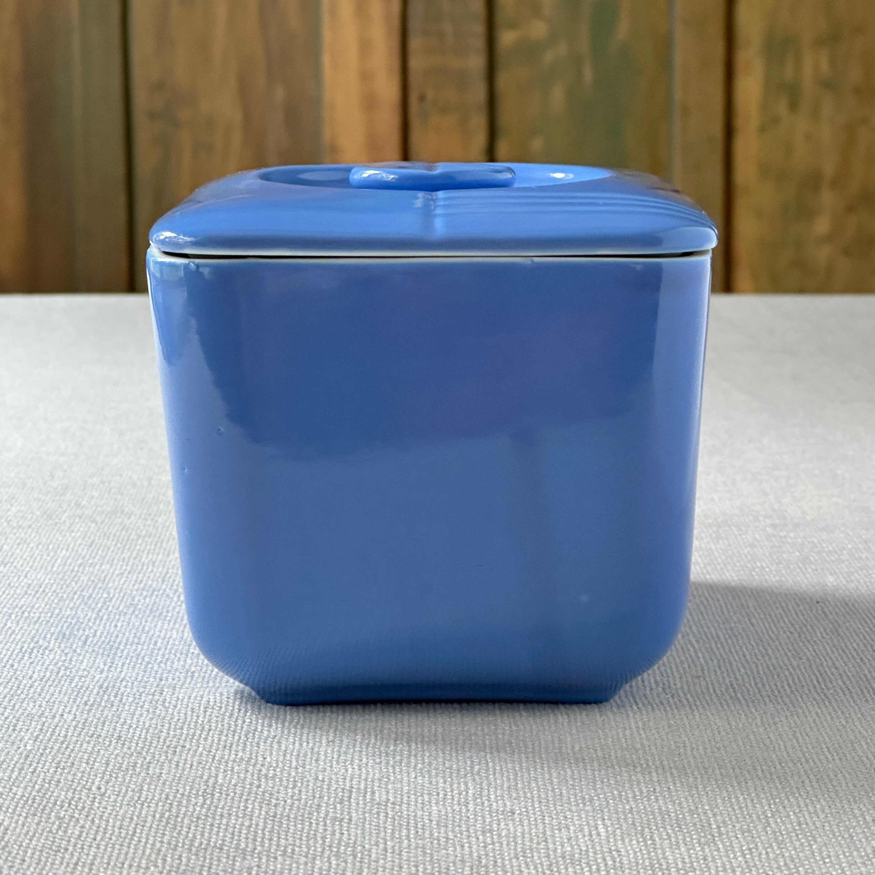 Vintage Hall Refrigerator Ware , Square Lidded Dish. Blue Delphinium