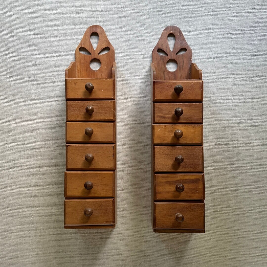 Vintage Wood Cubby With 6 Small Drawers Etsy