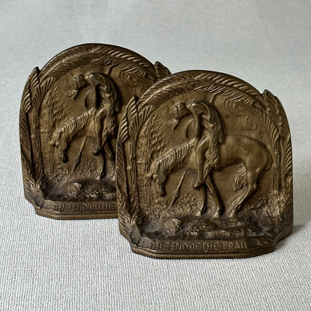 Vintage Bronze Bookends Native American. the End of the Etsy