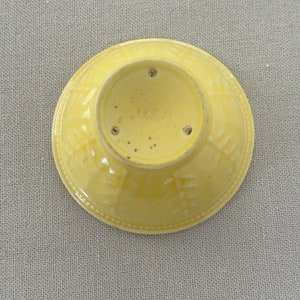 Vintage small yellow pottery bowl, dip or appetizer size. Unique design image 4