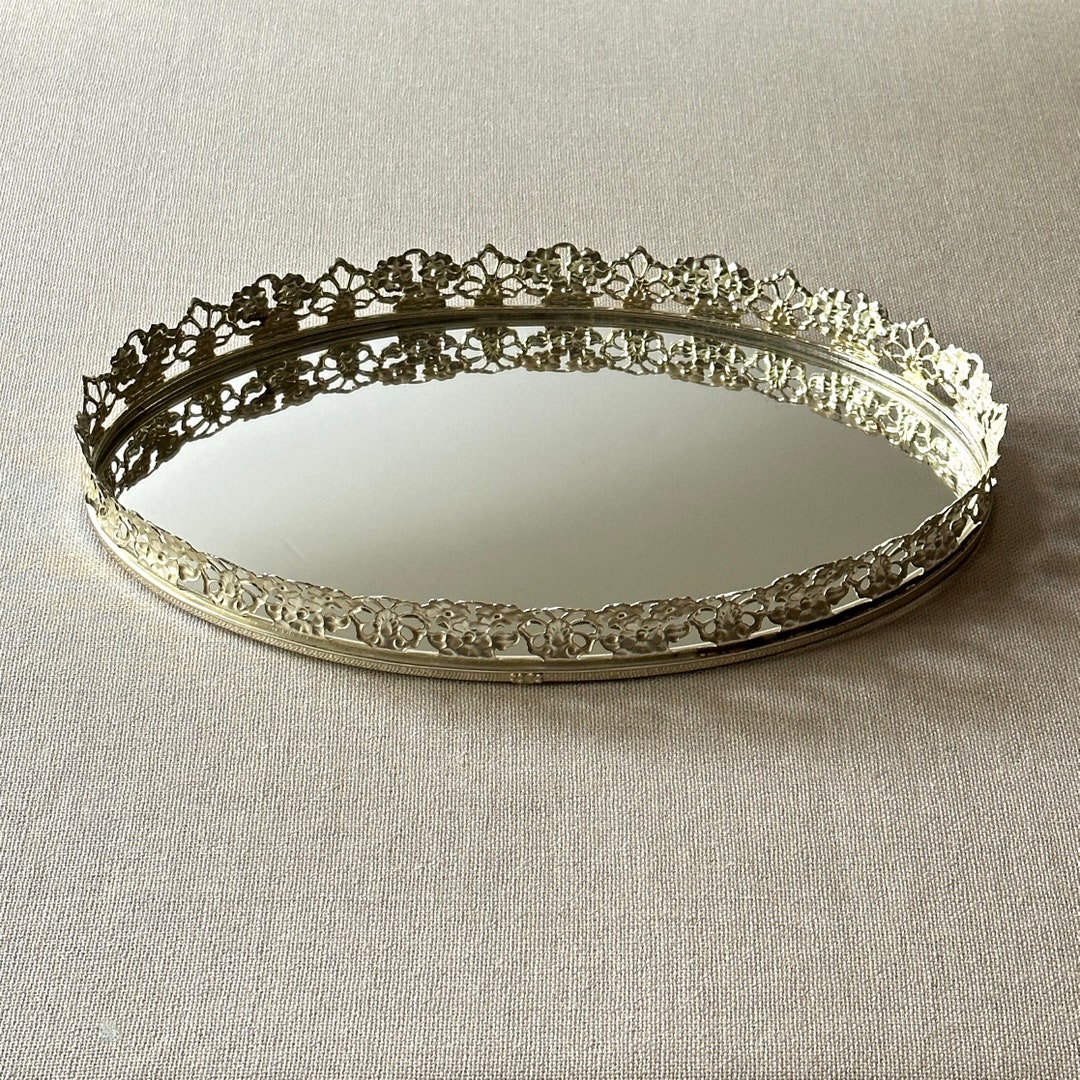 Vintage Vanity Mirror Tray With Gold Tone Filagree Frame. Etsy