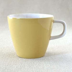 Vintage Mikasa Curastone, yellow and white coffee cup, 1950&#39;&#39;s diner. Ships fast!