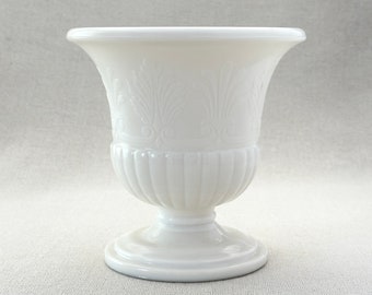 Vintage Milk glass Pedestal Vase, White classic shape