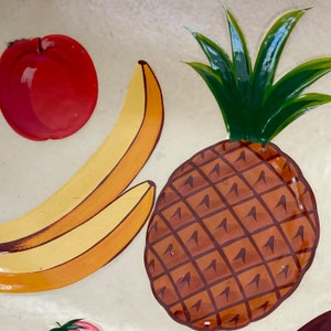 Vintage fruit bowl, handprinted colorful and fun image 3
