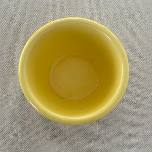 Vintage small yellow pottery bowl, dip or appetizer size. Unique design image 3