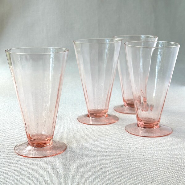 Vintage Pink Tumbler glasses set of 4, wine glasses. Optic glass ships fast and safe!