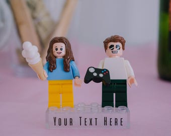 Custom Text Minifigure, Personalized Gift for Her, Gift for Him, Gift for Couple, Anniversary, Birthday, Desk Decor, Best Friend
