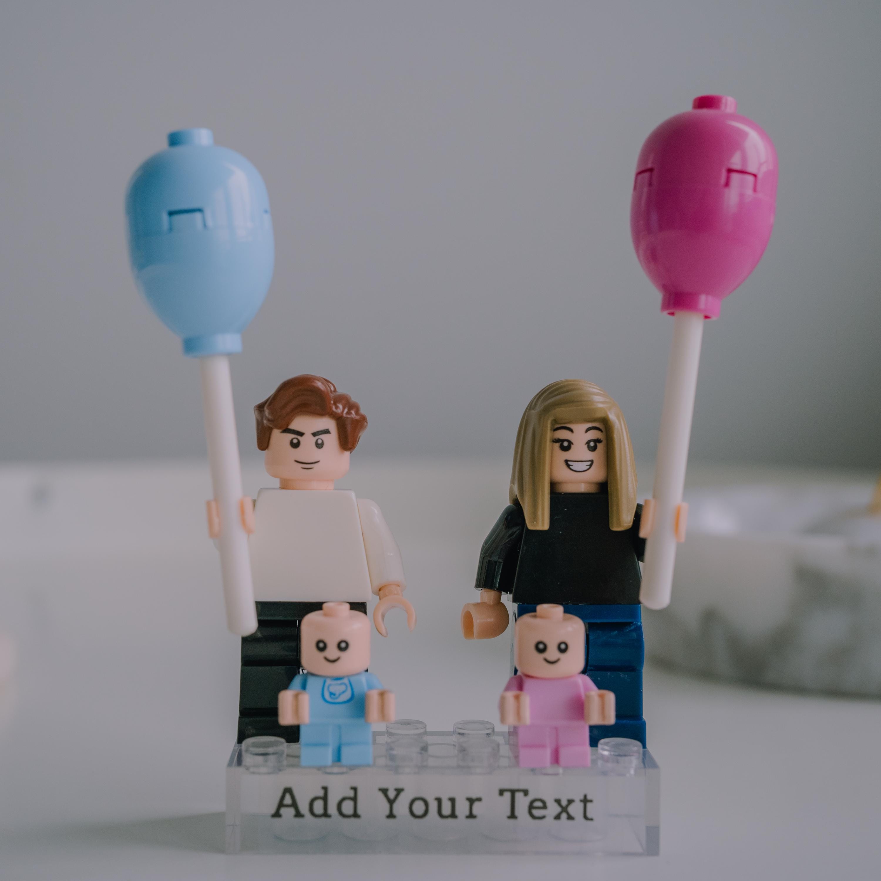 Custom Family Minifigure Display |Personalized Gender Reveal Baby Shower Gift Keepsake