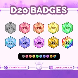 D20 Badges Twitch / Twitch Emote / Graphics for Stream / Streamer Graphics / Badge / Tabletop / Dice