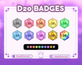 D20 Badges Twitch / Twitch Emote / Graphics for Stream / Streamer Graphics / Badge / Tabletop / Dice