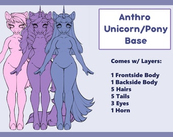 Anthro Unicorn/Pony Lineart Base