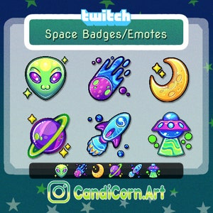 Space Themed Badges Twitch / Twitch Emote / Graphics for Stream / Streamer Graphics / Badge / Interstellar