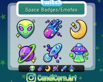 Space Themed Badges Twitch / Twitch Emote / Graphics for Stream / Streamer Graphics / Badge / Interstellar