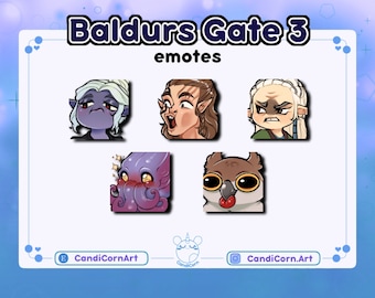 Baldurs Gate 3 Emotes / Twitch Emote / Graphics for Stream / Streamer Graphics / Badge / Video Games