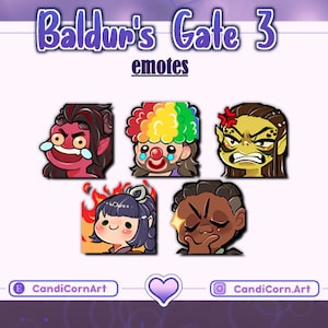 Baldur&#39;s Gate 3 Emotes / Twitch Emote / Graphics for Stream / Streamer Graphics / Badge / Video Games
