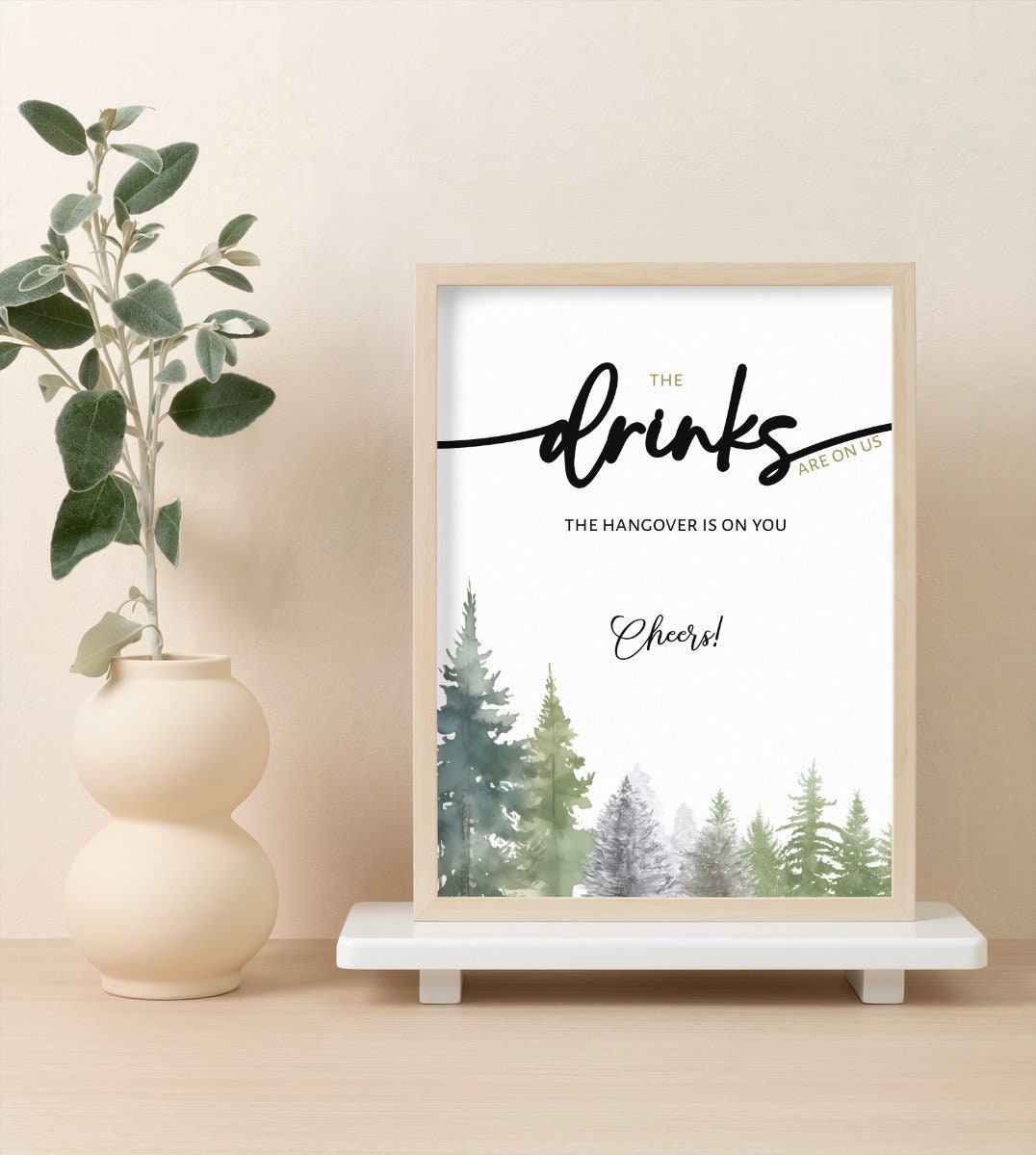 Editable Drink Bar Table Sign|mountain Wedding|forest Wedding|rustic ...