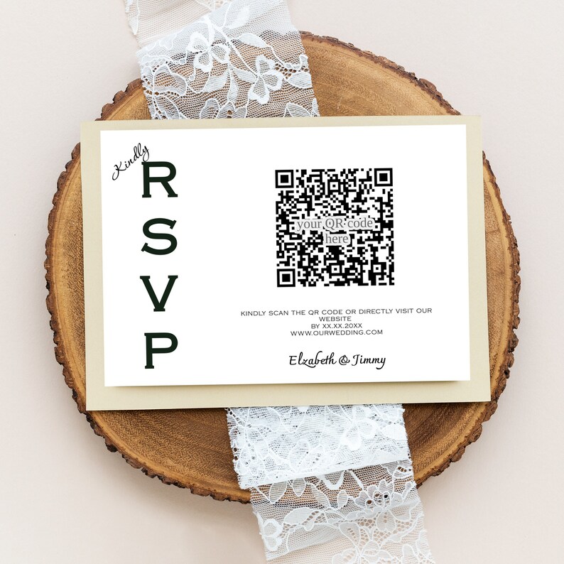 Minimalist RSVP Card With Qr Code for Wedding, Qr Code Rsvp Insert ...