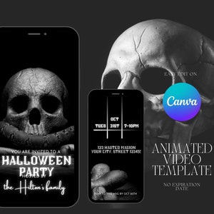 Halloween Party Video Invite|Halloween Skull&snake animation party Evite template|Halloween creepy Invitation|Skull Evite|Snake Theme Invite