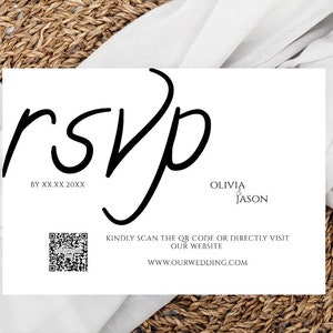 QR Code RrvpCard | RSVP Online | Modern Wedding Reply Card |  Minimalist Wedding Reply Card| Minimalist QR Code Response Card