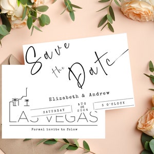 Bearbeitbar Las Vegas Save the Date|Las Vegas Hochzeit Save the Date,|Las Vegas Skyline Save the Date| Vegas Strip Save the Date Postkarte