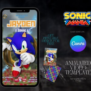 Sonic Birthday Video & printable Birthday Invite Template|Sonic The Hedgehog|Sonic Party Digital Invite|Digital Kids Party|Animated Evite