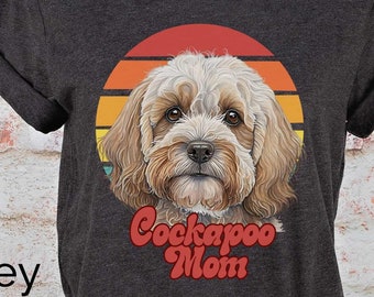 Cockapoo Mom Retro Sunset Unisex Jersey Short Sleeve Tee, Graphic Tee for Her, Gift for Cockapoo Owner, Graphic Tee for Cockapoo Mom