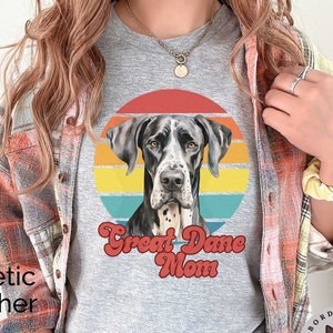 Great Dane Mom Retro Sunset Unisex Jersey Short Sleeve Tee, Gift for Great Dane Owner, Graphic Tee for Her, T-Shirt for Great Dane Lover